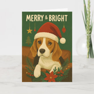 Cartão de Boas Festas de Beagle Alegre e Brilhante