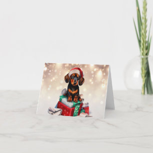 Cartão de Boas Festas de Cachorro de Natal Dachshu