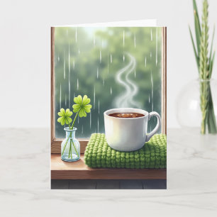 Cartão de Boas Festas de Café em Dia Chuvoso
