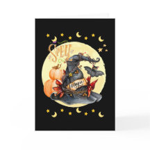 Cartão de Boas Festas de Chapéu Mágico de Bruxas d