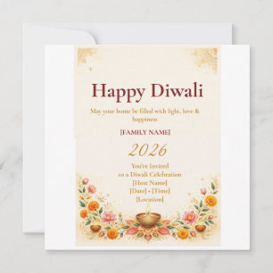 Cartão de Boas Festas de Diwali Elegante