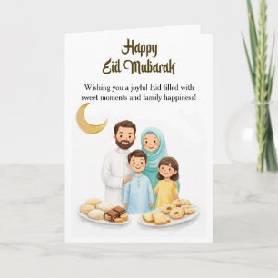 Cartão de Boas Festas de Eid Mubarak para Família 