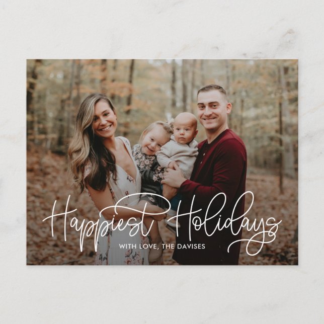 Cartão de Boas Festas de escrita elegante (Frente)