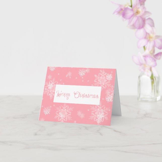 Cartão de Boas Festas de Flocos de Neve Rosa de Na (Orquídea)