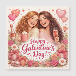Cartão de Boas Festas de Galentine's Day Magnético