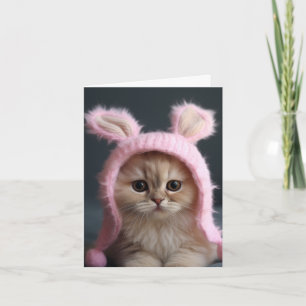 Cartão de Boas Festas de Gatinho e Coelhinhos