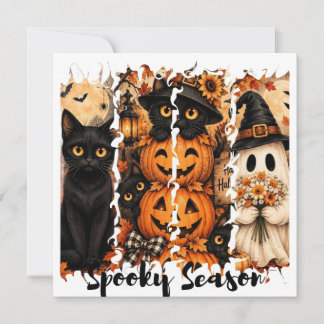 Cartão de Boas Festas de Gatos de Halloween da Tem