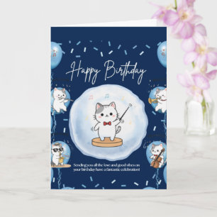 Cartão de Boas Festas de Gatos Musicais de Anivers