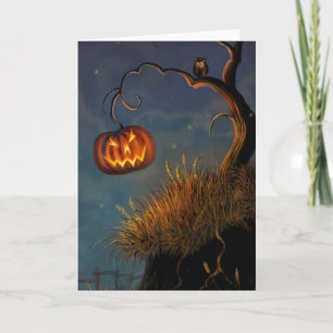 Cartão de Boas Festas de Halloween/Abóbora e Coruj