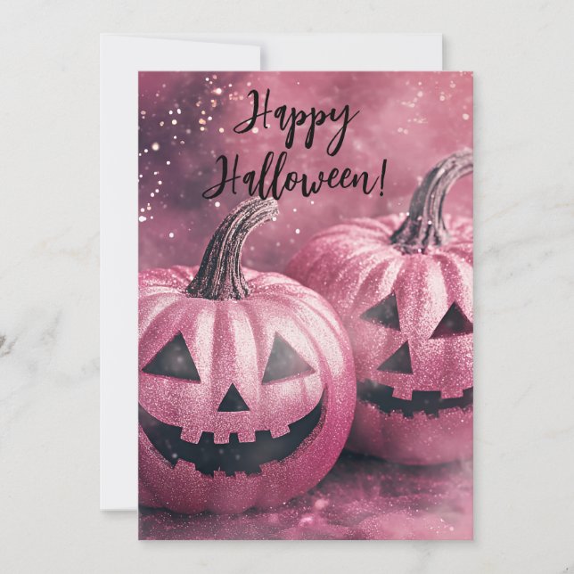 Cartão de Boas Festas de Halloween com Abóboras (Frente)