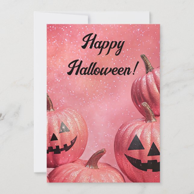 Cartão de Boas Festas de Halloween com Abóboras (Frente)