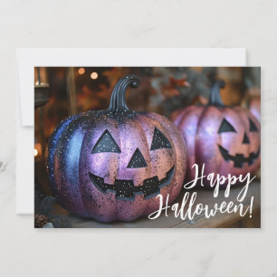 Cartão de Boas Festas de Halloween com Brilho Pret