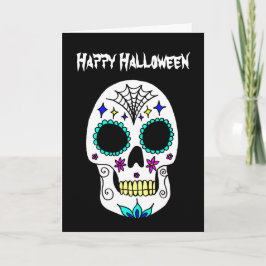 Cartão de Boas Festas de Halloween com Caveira de