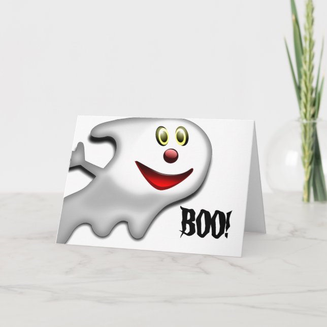 Cartão de Boas Festas de Halloween com Fantasma (Frente)