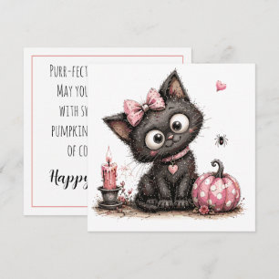 Cartão de Boas Festas de Halloween de Gato Preto F