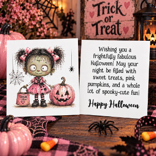 Cartão de Boas Festas de Halloween de Menina Zumbi