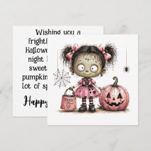 Cartão de Boas Festas de Halloween de Menina Zumbi