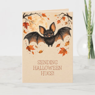 Cartão de Boas Festas de Halloween de Morcego Fofo