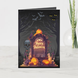 Cartão de Boas Festas de Halloween do Cemitério As