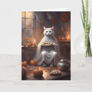 Cartão de Boas Festas de Halloween do Gato Fantasm