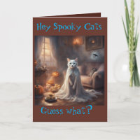 Cartão de Boas Festas de Halloween do Gato Fantasm