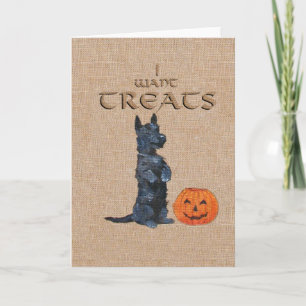 Cartão de Boas Festas de Halloween do Terrier Esco
