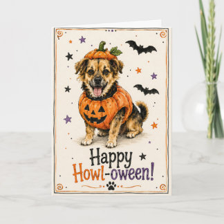 Cartão de Boas Festas de Halloween Feliz Uivo
