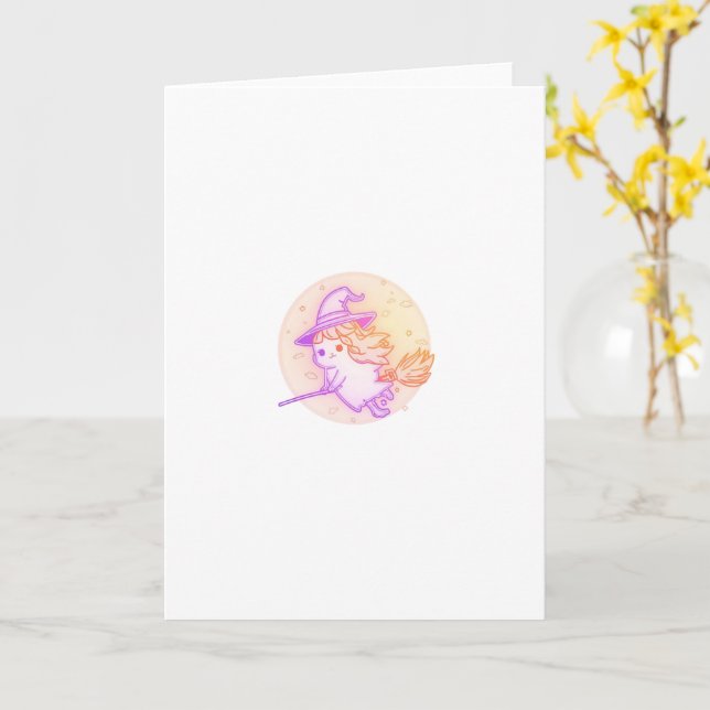 Cartão de Boas Festas de Halloween Mágico em Neon  (Flor Amarela)