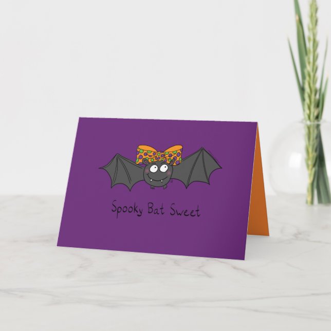Cartão de Boas Festas de Halloween - Morcego Assus (Frente)