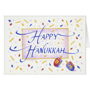 Cartão de Boas Festas de Hanukkah com Dreidels Fes