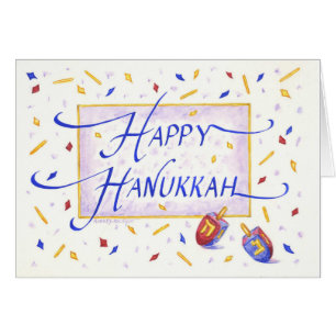 Cartão de Boas Festas de Hanukkah com Dreidels Fes