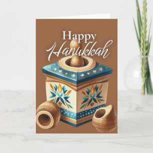 Cartão de Boas Festas de Hanukkah - Dreidel Azul D