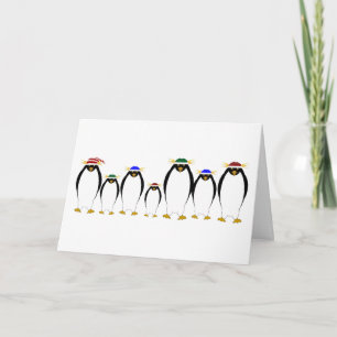 Cartão de Boas Festas de Inverno com Pinguins