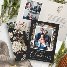 Cartão de Boas Festas de Natal Botânico Boho