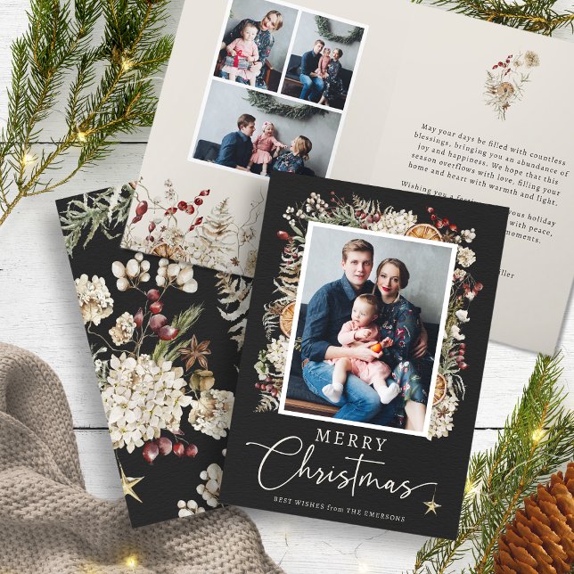 Cartão de Boas Festas de Natal Botânico Boho (Boho Botanical Christmas Greeting Card
)