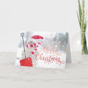 Cartão de Boas Festas de Natal com Boneco de Neve