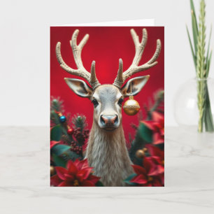 Cartão de Boas Festas de Natal com Rena