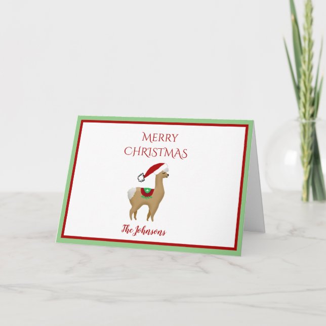Cartão de Boas Festas de Natal de Alpaca (Frente)