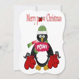 Cartão de Boas Festas de Natal do Boxe Penguin