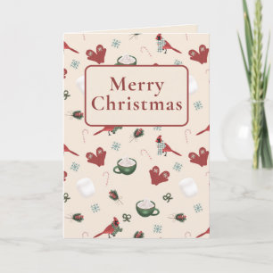 Cartão de Boas Festas de Natal/Inverno com Cardina