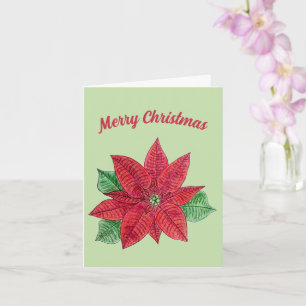 Cartão de Boas Festas de Natal Poinsettia - Mint