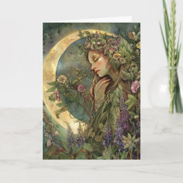 Cartão de Boas Festas de Ostara com Lua Crescente