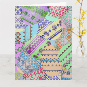 Cartão de Boas Festas de Ovos de Páscoa Ucranianos