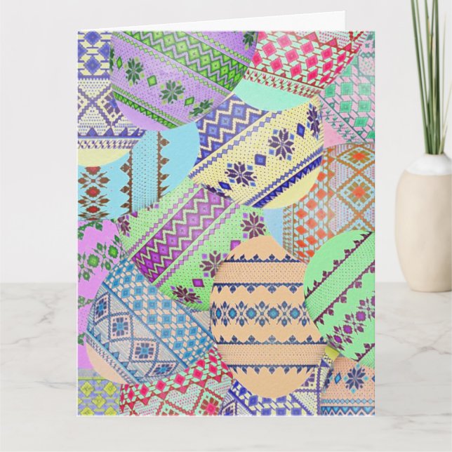 Cartão de Boas Festas de Ovos de Páscoa Ucranianos (Frente)