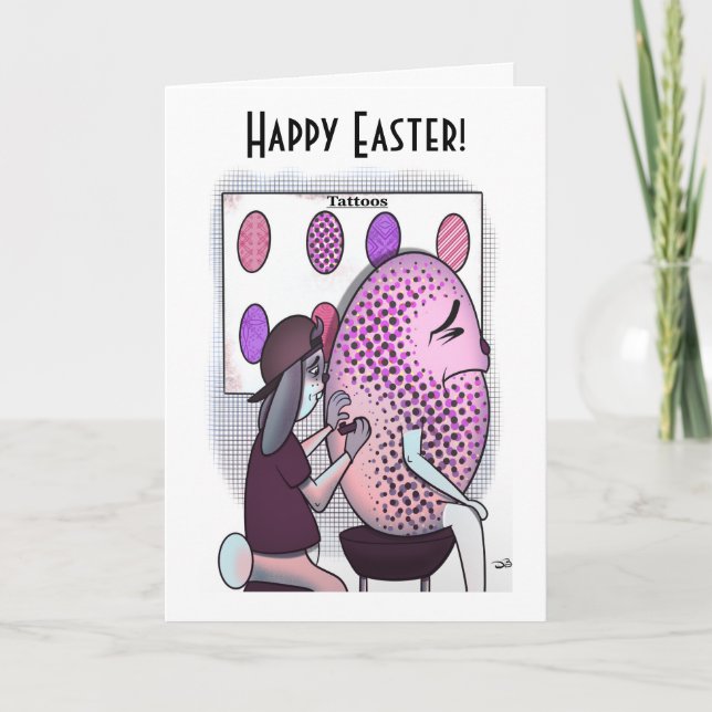 Cartão de Boas Festas de Páscoa Dobrado com Tatuag (Frente)