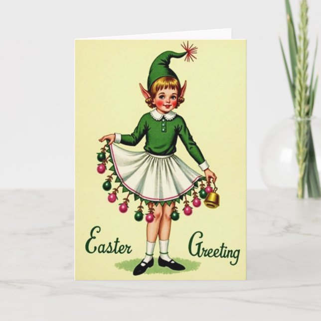Cartão de Boas Festas de Páscoa Elfin (Frente)