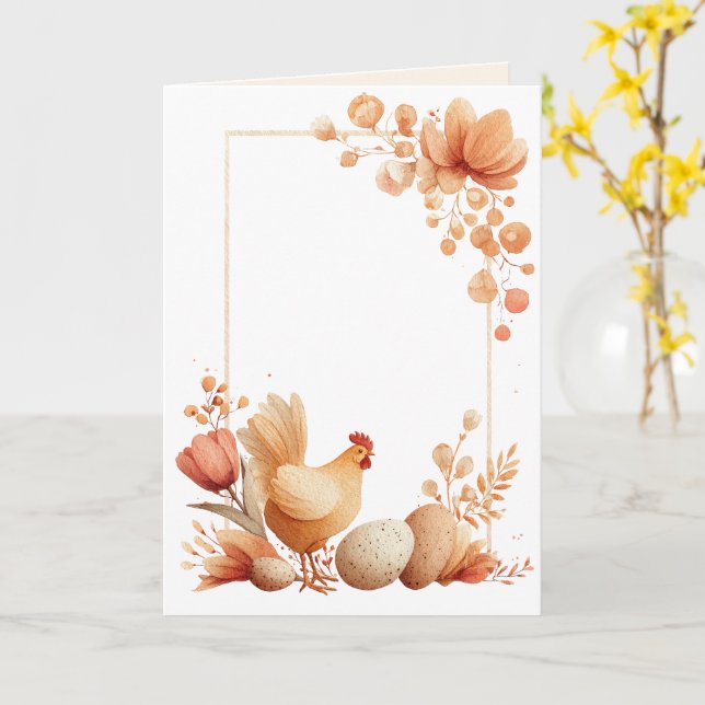 Cartão de Boas Festas de Páscoa em Branco com Gali (Flor Amarela)