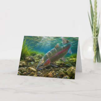 Cartão de Boas Festas de Pesca de Truta Arco-Íris