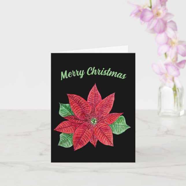 Cartão de Boas Festas de Poinsettia - Preto (Orquídea)