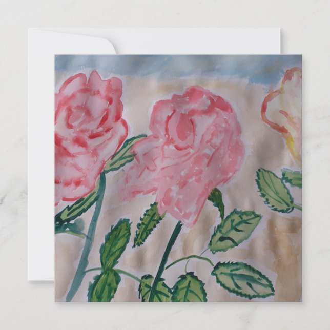 Cartão de Boas Festas de Rosas de Verão Abstratas (Frente)